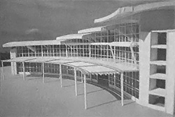 
A scale model of the Real Goods building's facade.
